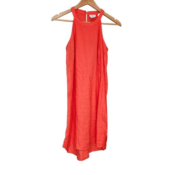 Women's - Sigrid Olsen Orange Linen Sleeveless Dress, Size Small - Picture 2 of 9